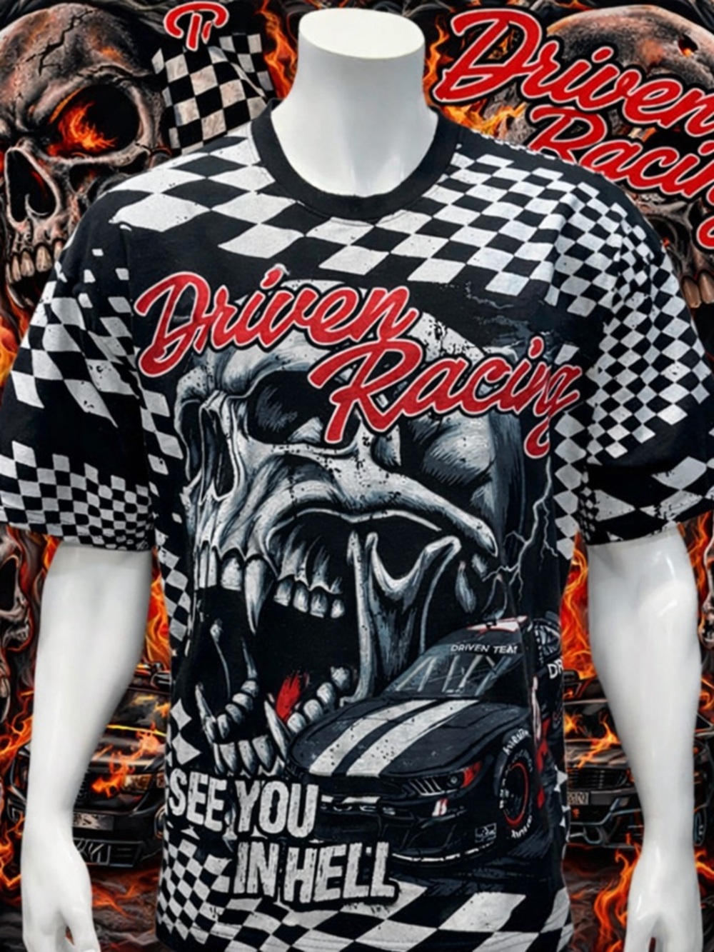 Brandmakers Group Driven Racing "See You In Hell" All Over Graphic T-Shirt Xl